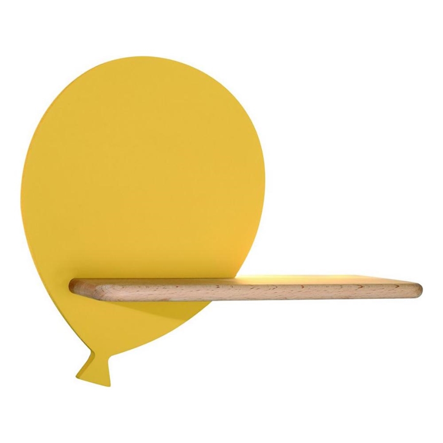 LED Bērnu sienas lampa ar plauktu BALLOON LED/4W/230V dzeltena/koks