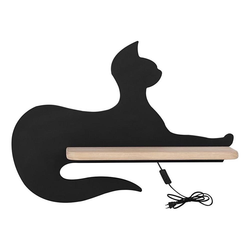 LED Bērnu sienas lampa ar plauktu BLACK CAT LED/5W/230V