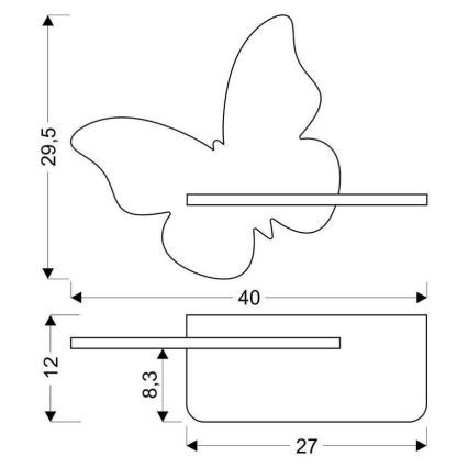 LED Bērnu sienas lampa ar plauktu BUTTERFLY LED/5W/230V zaļa/koks - FSC sertifikāts