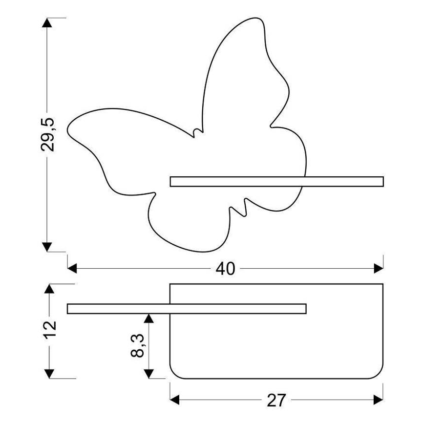 LED Bērnu sienas lampa ar plauktu BUTTERFLY LED/5W/230V zaļa/koks - FSC sertifikāts