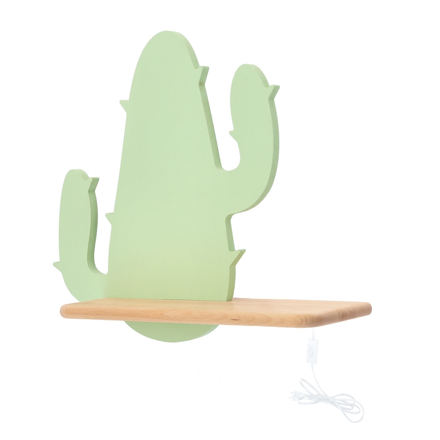 LED Bērnu sienas lampa ar plauktu CACTUS LED/4W/230V zaļa/koks - FSC sertifikāts