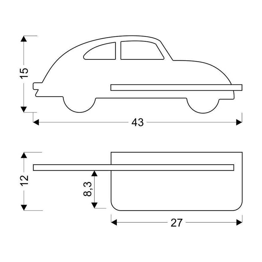 LED Bērnu sienas lampa ar plauktu CAR LED/5W/230V pelēka/koks - FSC sertifikāts