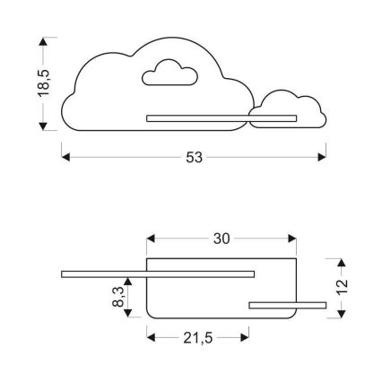 LED Bērnu sienas lampa ar plauktu CLOUD LED/5W/230V balta/rozā - FSC sertifikāts