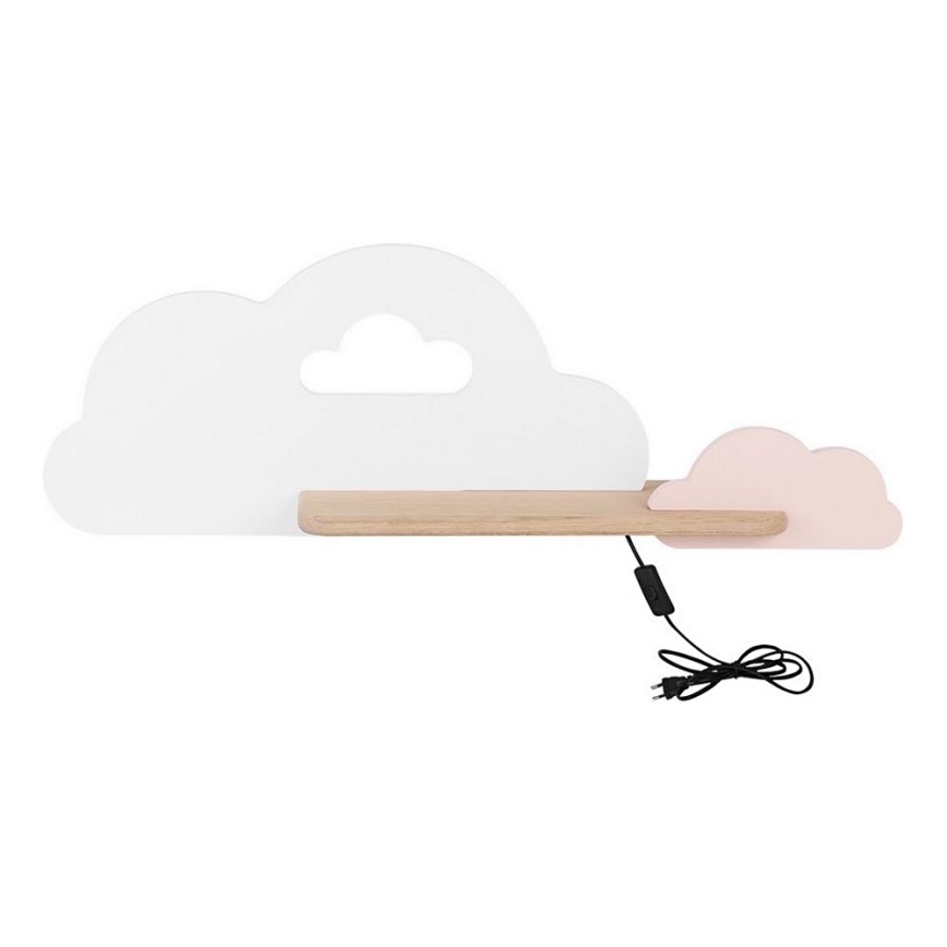 LED Bērnu sienas lampa ar plauktu CLOUD LED/5W/230V balta/rozā