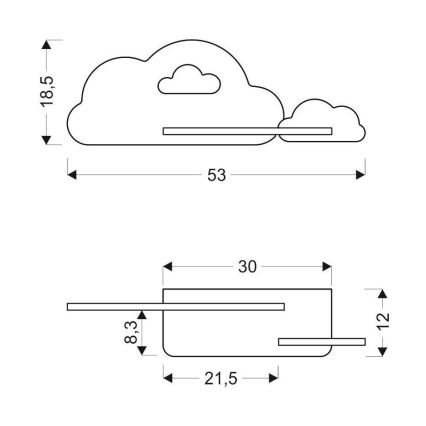 LED Bērnu sienas lampa ar plauktu CLOUD LED/5W/230V rozā/balta - FSC sertifikāts