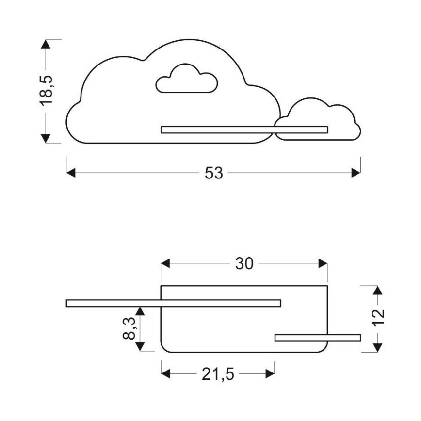 LED Bērnu sienas lampa ar plauktu CLOUD LED/5W/230V rozā/balta - FSC sertifikāts