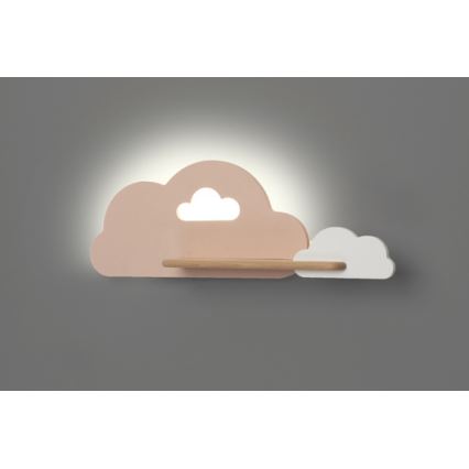 LED Bērnu sienas lampa ar plauktu CLOUD LED/5W/230V rozā/balta