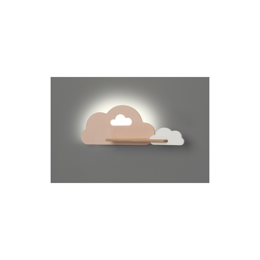 LED Bērnu sienas lampa ar plauktu CLOUD LED/5W/230V rozā/balta