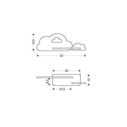 LED Bērnu sienas lampa ar plauktu CLOUD LED/5W/230V rozā/balta