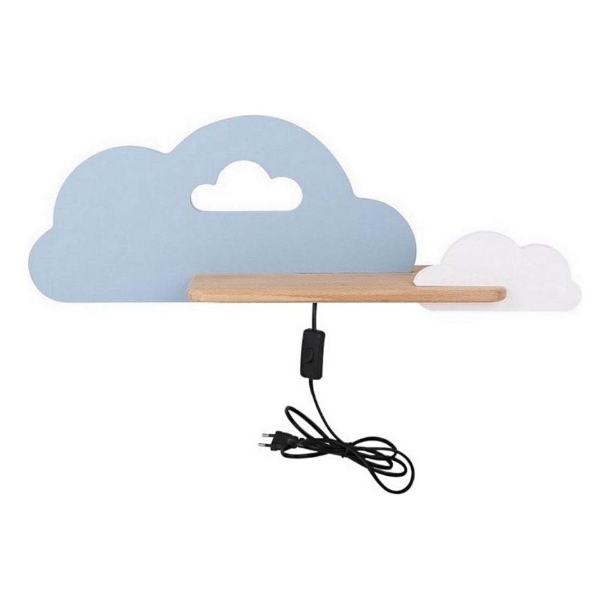 LED Bērnu sienas lampa ar plauktu CLOUD LED/5W/230V zila/balta