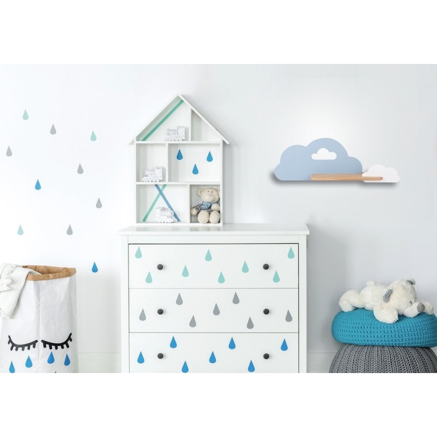 LED Bērnu sienas lampa ar plauktu CLOUD LED/5W/230V zila/balta - FSC sertifikāts