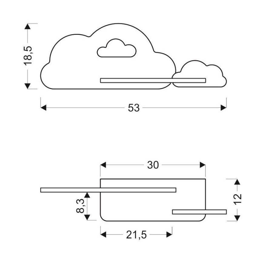 LED Bērnu sienas lampa ar plauktu CLOUD LED/5W/230V zila/balta - FSC sertifikāts