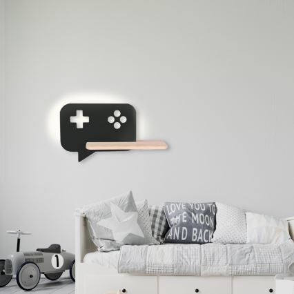 LED Bērnu sienas lampa ar plauktu CONSOLE LED/5W/230V melna
