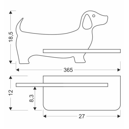 LED Bērnu sienas lampa ar plauktu DOG LED/5W/230V melna/koks - FSC sertifikāts