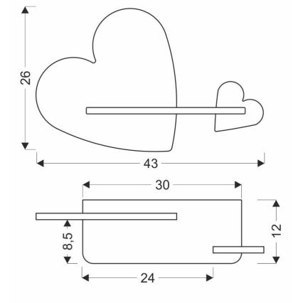 LED Bērnu sienas lampa ar plauktu HEART LED/5W/230V rozā/balta/koks - FSC sertifikāts