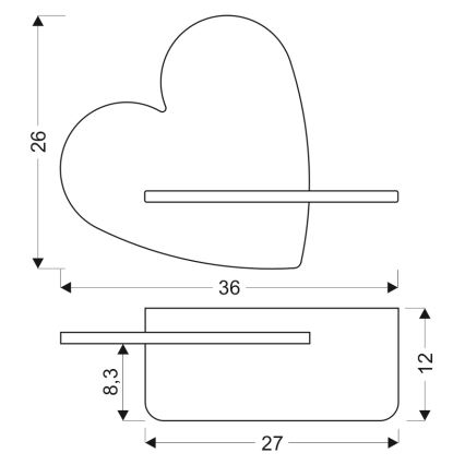 LED Bērnu sienas lampa ar plauktu HEART LED/5W/230V rozā/koks - FSC sertifikāts