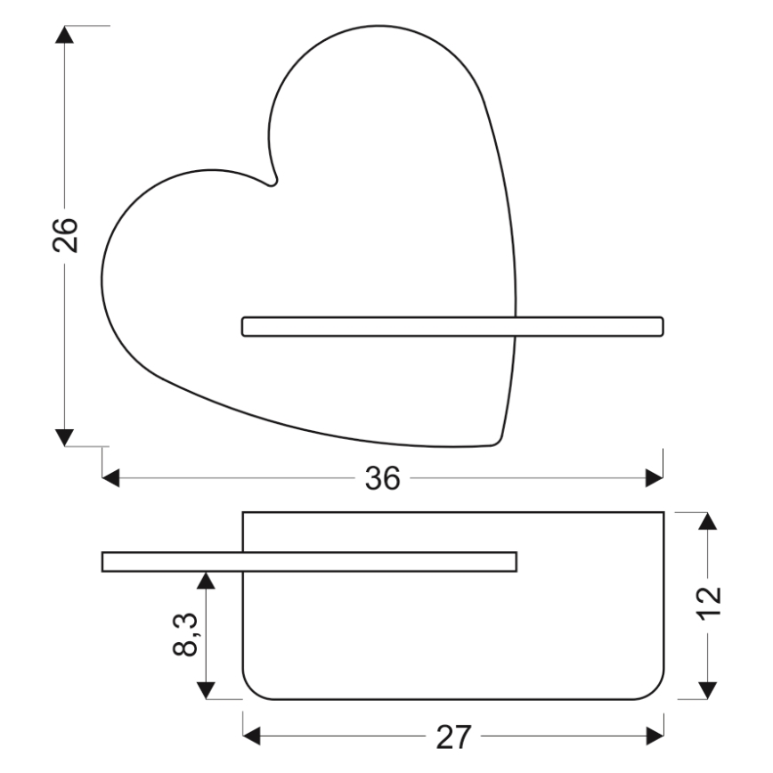 LED Bērnu sienas lampa ar plauktu HEART LED/5W/230V rozā/koks - FSC sertifikāts