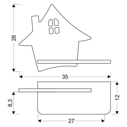 LED Bērnu sienas lampa ar plauktu HOUSE LED/4W/230V pelēka/koks - FSC sertifikāts