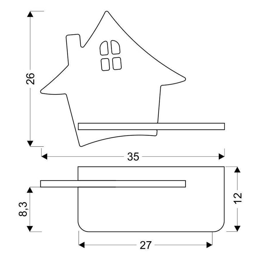 LED Bērnu sienas lampa ar plauktu HOUSE LED/4W/230V pelēka/koks - FSC sertifikāts