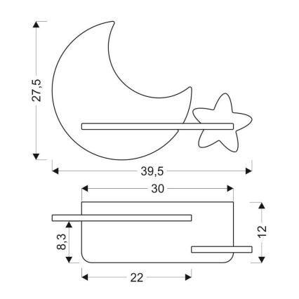 LED Bērnu sienas lampa ar plauktu MOON LED/5W/230V - FSC sertifikāts