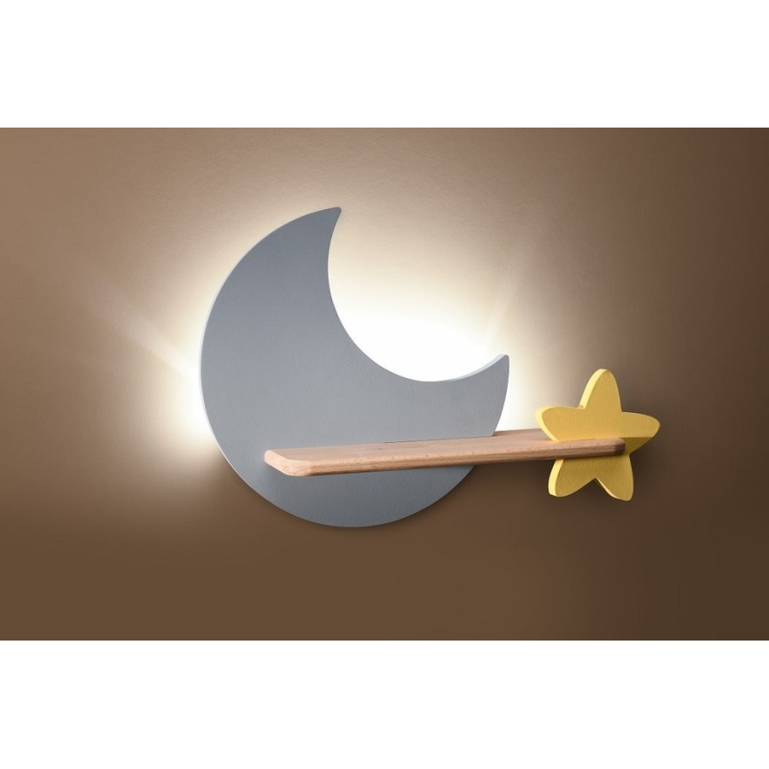 LED Bērnu sienas lampa ar plauktu MOON LED/5W/230V - FSC sertifikāts