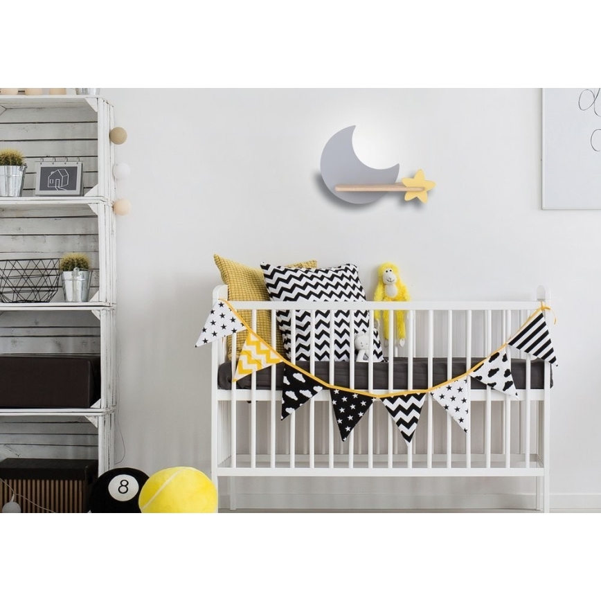 LED Bērnu sienas lampa ar plauktu MOON LED/5W/230V - FSC sertifikāts