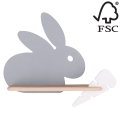 LED Bērnu sienas lampa ar plauktu RABBIT LED/4W/230V pelēka/balta/koks - FSC sertifikāts