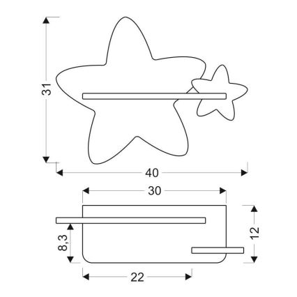 LED Bērnu sienas lampa ar plauktu  STAR LED/5W/230V - FSC sertifikāts