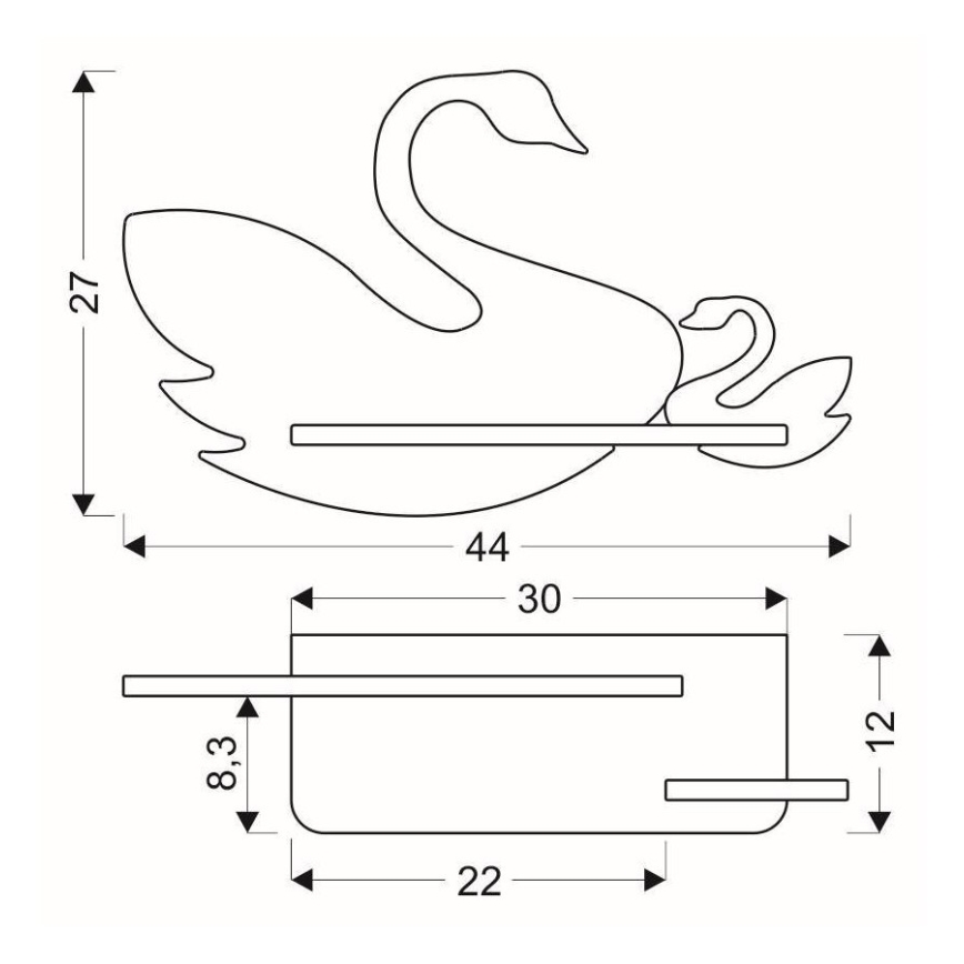 LED Bērnu sienas lampa ar plauktu SWAN LED/5W/230V