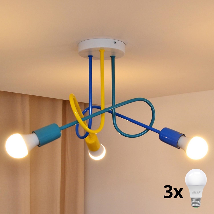 LED Bērnu virsapmetuma lustra OXFORD 3xE27/15W/230V
