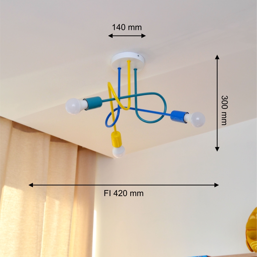 LED Bērnu virsapmetuma lustra OXFORD 3xE27/15W/230V