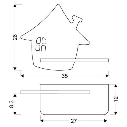 LED Bērnus sienas lampa ar plauktu HOUSE LED/4W/230V zaļa/koks - FSC sertifikāts