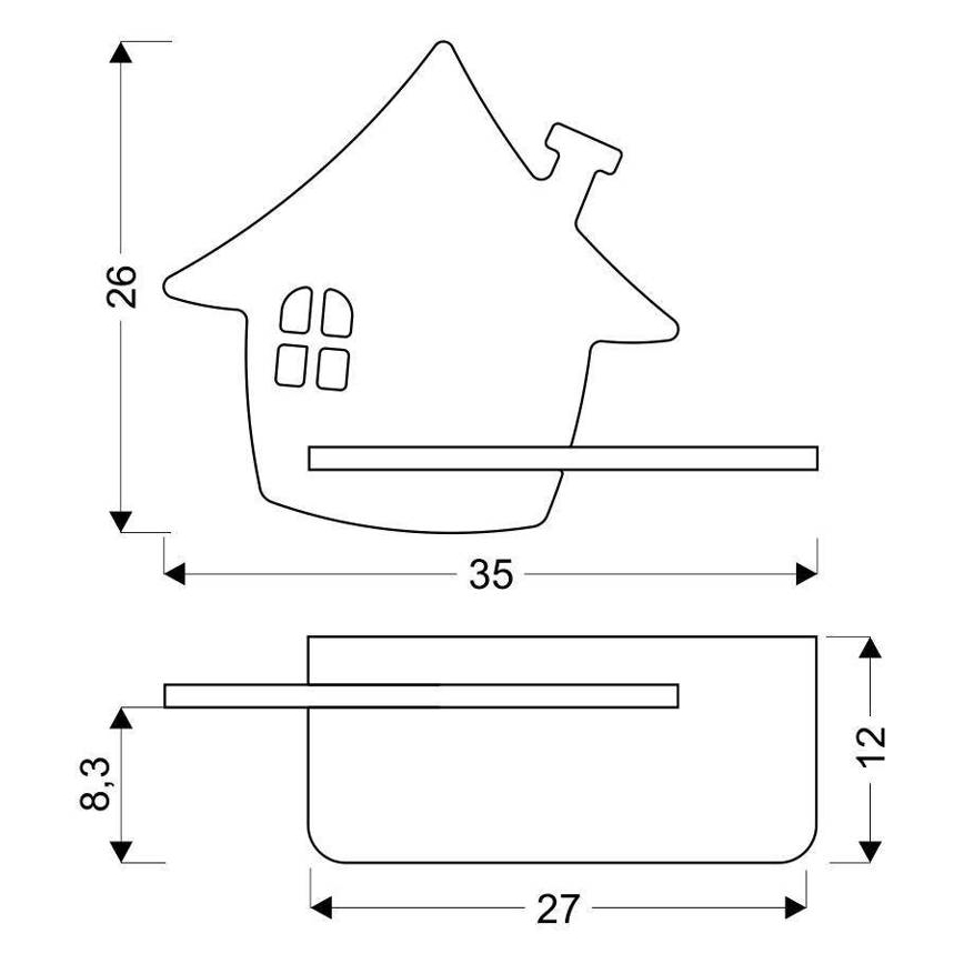 LED Bērnus sienas lampa ar plauktu HOUSE LED/4W/230V zaļa/koks - FSC sertifikāts