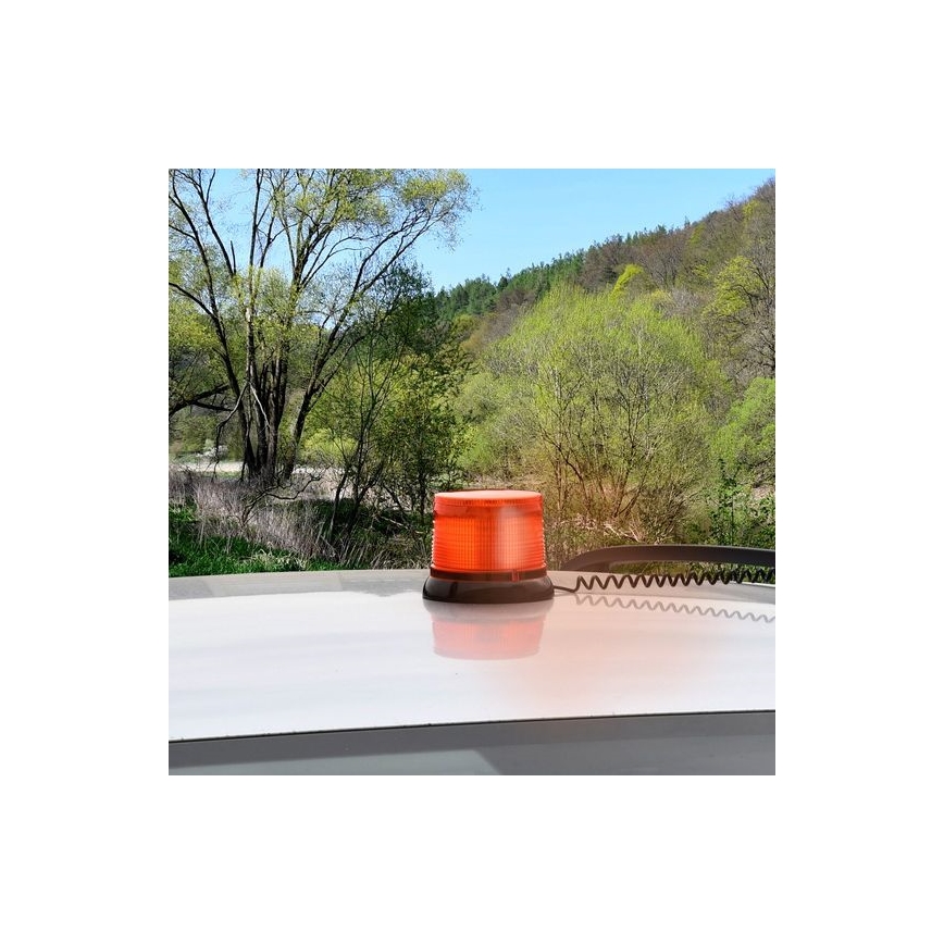 LED brīdinājuma bākuguns ar magnētu LED/20W/12-24V, oranžā krāsā