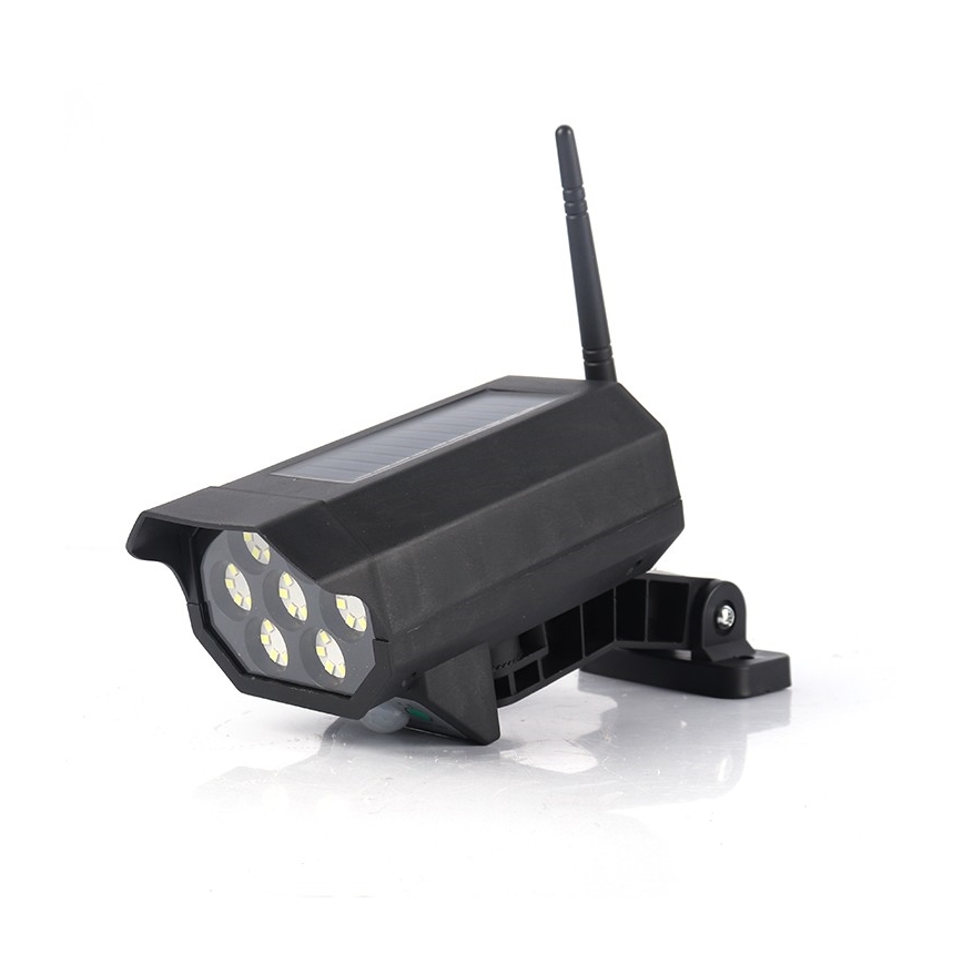 LED Butaforiska drošības kamera ar sensoru un ar saules enerģijas paneli LED/5W/5,5V 800 mAh IP65 + tālvadības pults