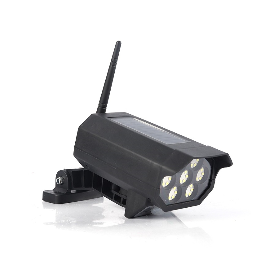 LED Butaforiska drošības kamera ar sensoru un ar saules enerģijas paneli LED/5W/5,5V 800 mAh IP65 + tālvadības pults