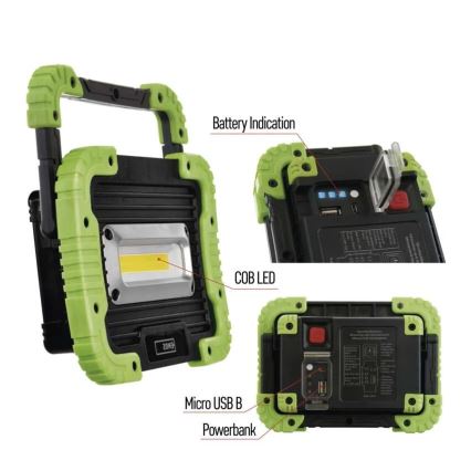 LED COB Uzlādējama Prožektors LED/3,7V 3000 mAh IP44