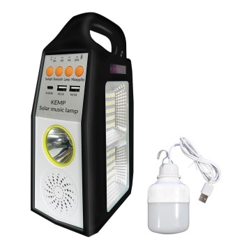 LED daudzfunkcionāla saules lampa ar skaļruni un powerbanku LED/5W/7200 mAh IP65