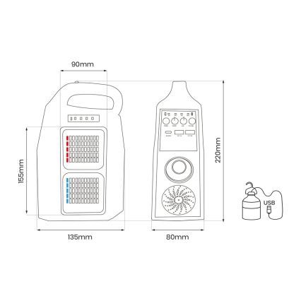 LED Daudzfunkcionāls saules enerģijas lampa ar skaļruni un power bank LED/5W/7200mAh IP65