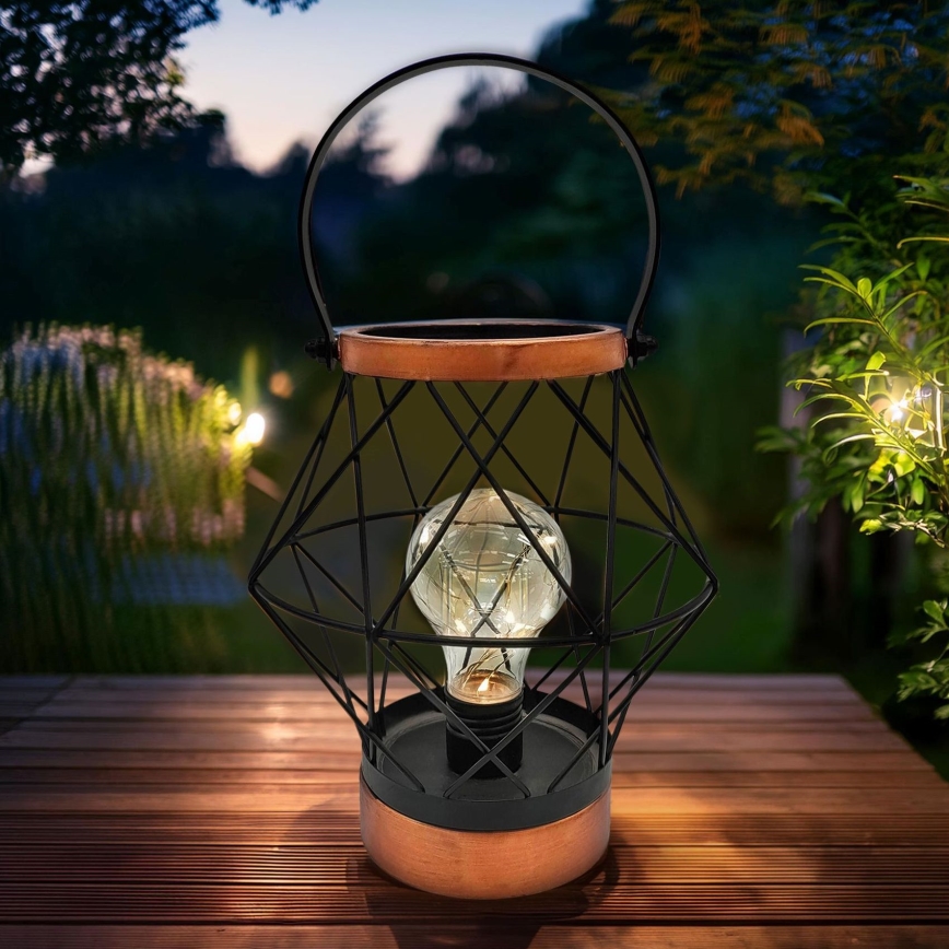 LED Dekoratīva galda lampa LED/3xAA melna/varš