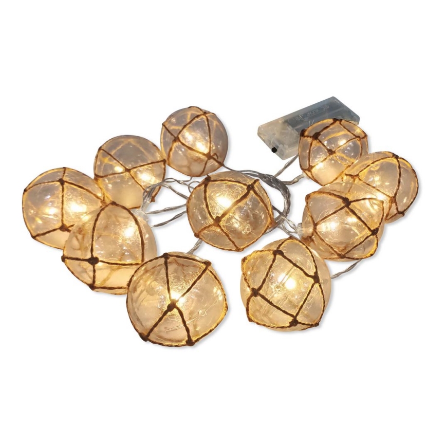 LED Dekoratīva virtene AHNE 10xLED/2xAA 2,1 m silti balta