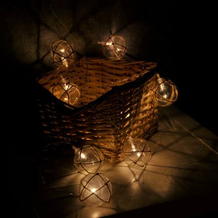 LED Dekoratīva virtene AHNE 10xLED/2xAA 2,1 m silti balta