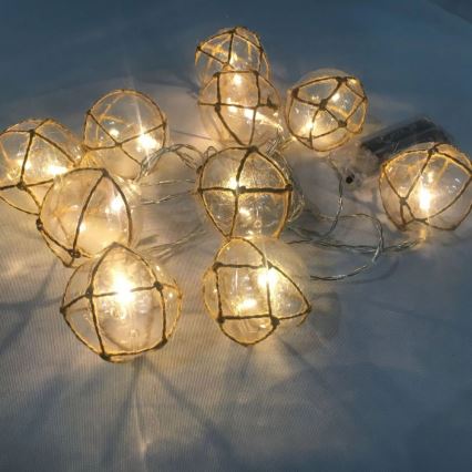 LED Dekoratīva virtene AHNE 10xLED/2xAA 2,1 m silti balta