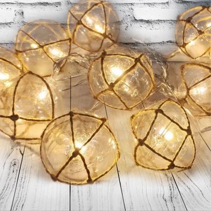 LED Dekoratīva virtene AHNE 10xLED/2xAA 2,1 m silti balta