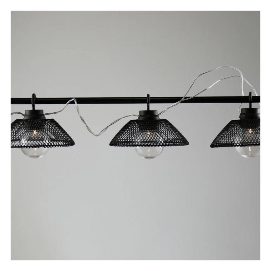 LED Dekoratīva virtene ASTRA 10xLED/2xAA 2,1 m melna