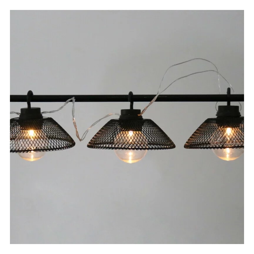 LED Dekoratīva virtene ASTRA 10xLED/2xAA 2,1 m melna