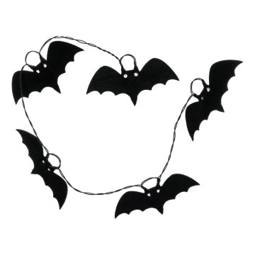 LED Dekoratīva virtene HALLOWEEN 10xLED/2xAA/silti balta 1,3m sikspārņi