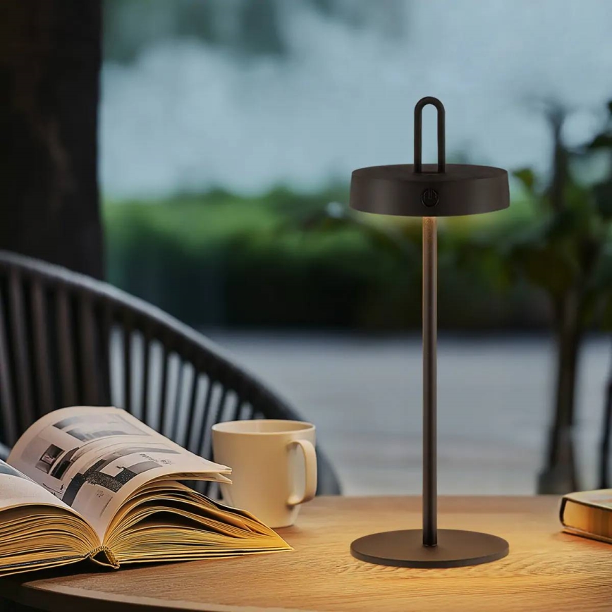 LED regulējama āra uzlādējama galda lampa ar skārienvadību SHINE LED/1,5W/3,7V 3000 mAh IP44 melna