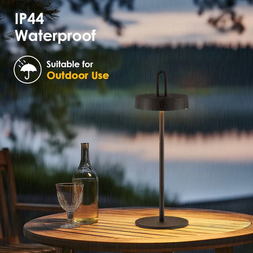 LED regulējama āra uzlādējama galda lampa ar skārienvadību SHINE LED/1,5W/3,7V 3000 mAh IP44 melna