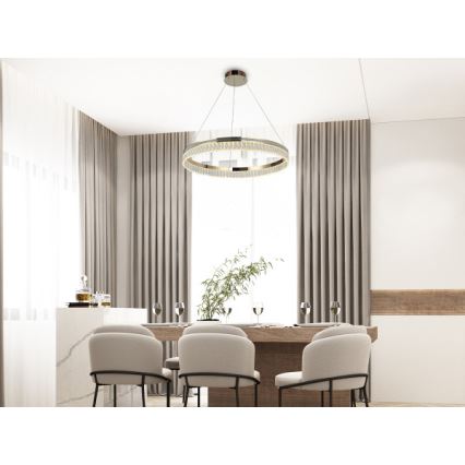 Dimējams LED kristāla lustrs uz troses THALIA LED/55W/230V 3000-6000K Ø 80 cm + tālvadības pults